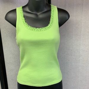 Nine West  “”New”.  lime Green Ribbed Tank Top
